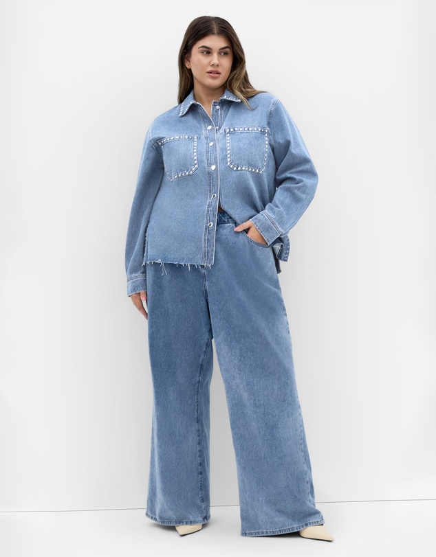City Chic - Denim Stud Shacket