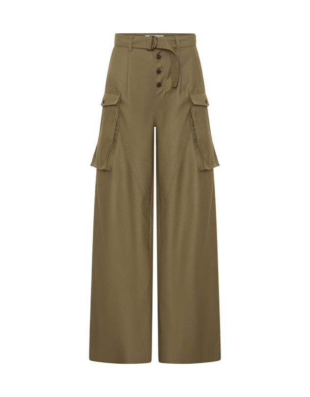 ONE TEASPOON - Elemental High Waist Tencel Cargo Pants - Khaki