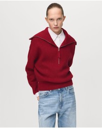 M.N.G - Funnel Neck Zip-Up Sweater