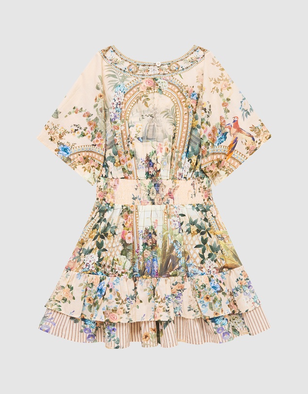 Camilla - Kids V Neck Mini Dress with Layered Frill Hem