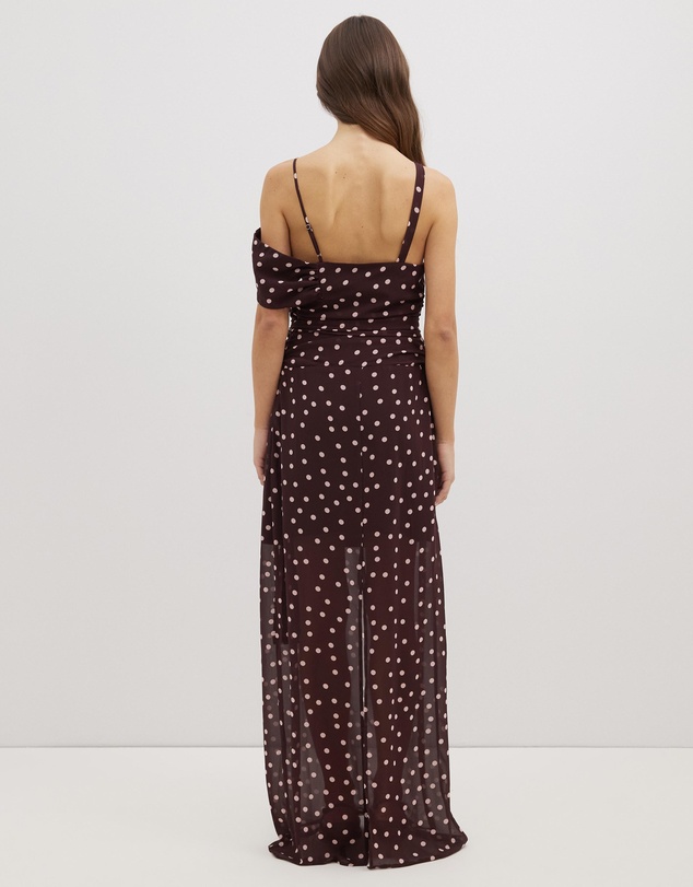 Dazie - The Moment Chiffon Polka Dot Maxi Dress