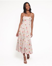 Petal & Pup - Botanique Midi Dress - Coral Wildflower