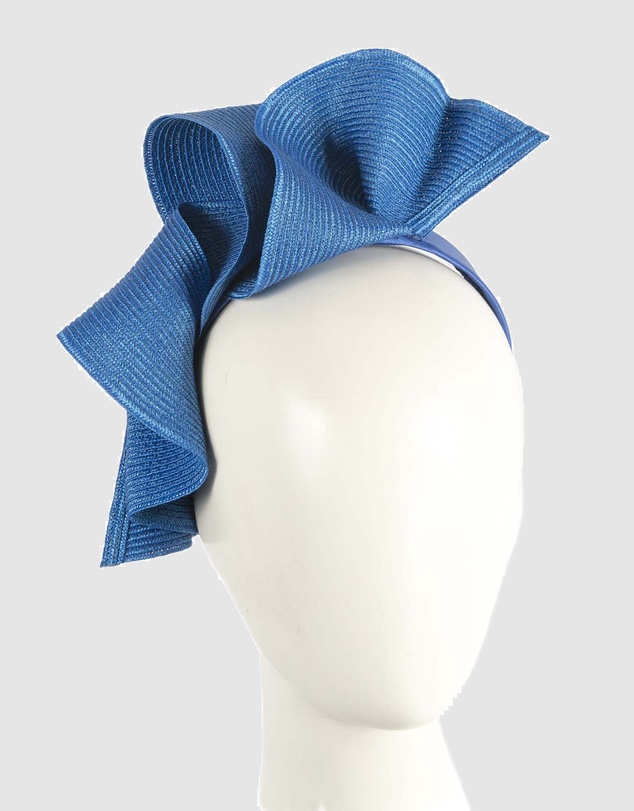 Max Alexander - Large Wavy Blue Racing Fascinator