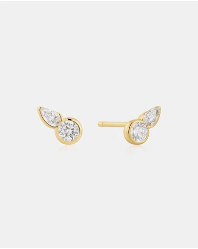 Ania Haie - Gold Bezel Round & Teardrop Stud Earrings