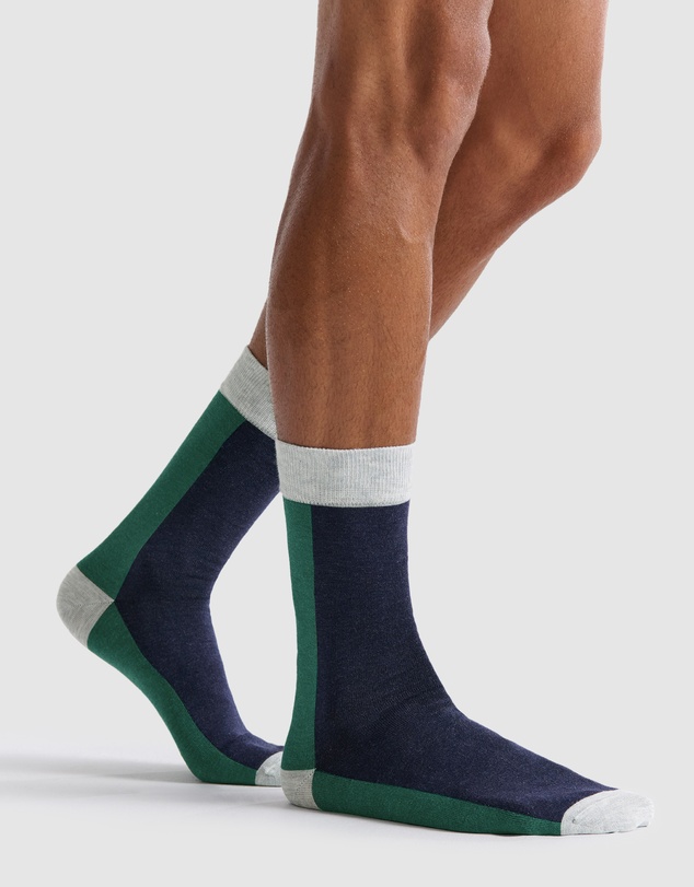 Ambra - Ambra Men's Two-Tone Crew Sock 3 Pair Pack