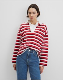 Country Road - Australian Grown Cotton Stripe Texture Rugby Sweat