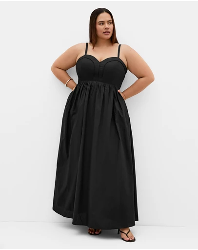 City Chic - Plus size Positano Strappy Cotton Maxi Dress - black