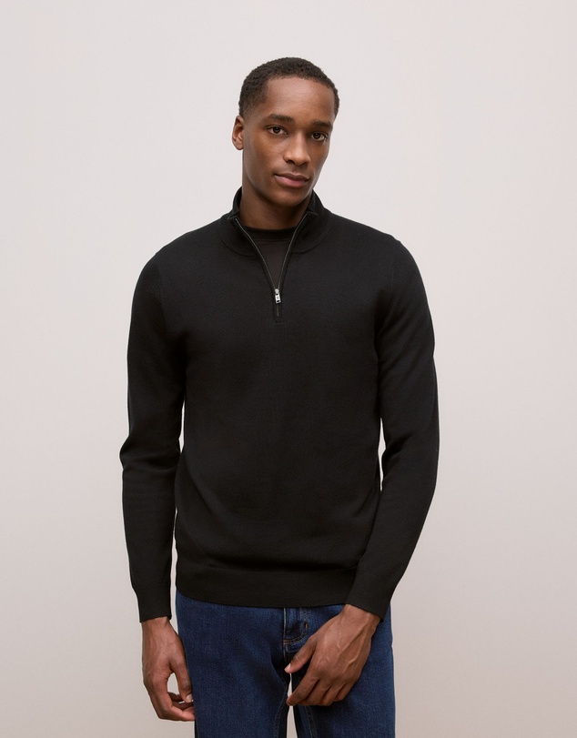 Trenery - Merino Half Zip in Black