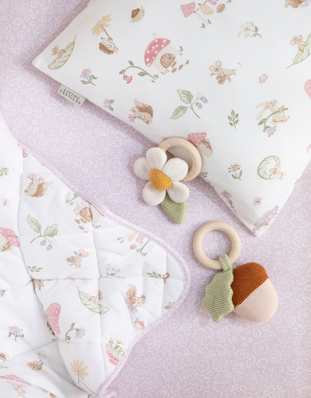 Living Textiles - Acorn Teething Ring Rattle