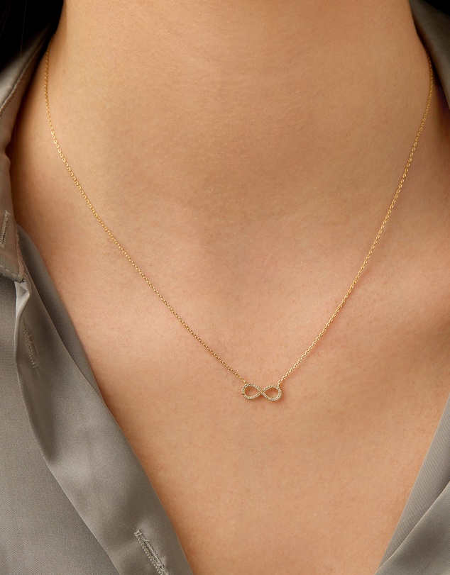 Michael Hill - Infinity Necklace with Diamonds in 10kt Yellow Gold
