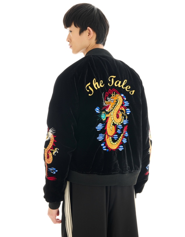 THE TALES - Tokyo Dragon Embroidered Velvet Bomber Jacket