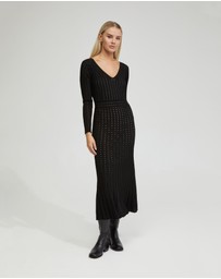 Oxford - Keiko Knitted Dress With Slip In Nude