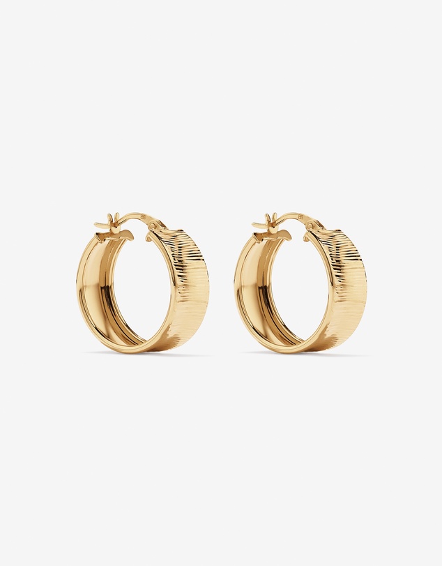Michael Hill - Textured Hoop Earrings in 18Kt Vermeil