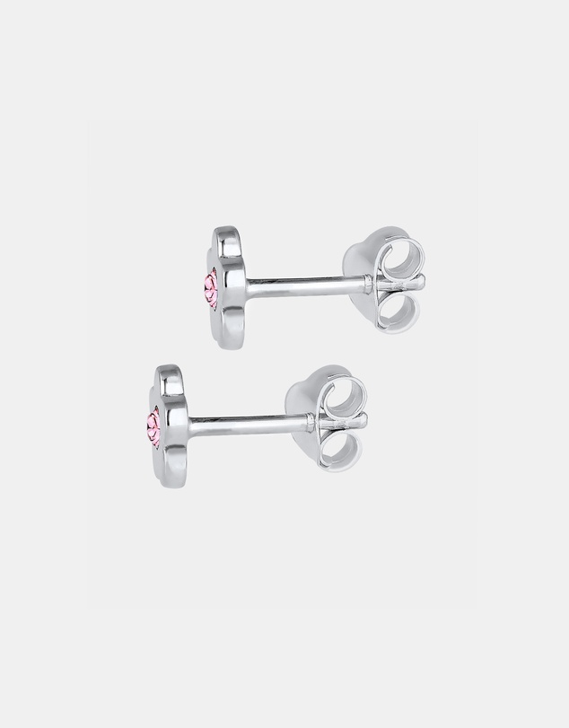 Elli Jewelry - Children's Pink Flower Crystal Stud Earrings in 925 Silver
