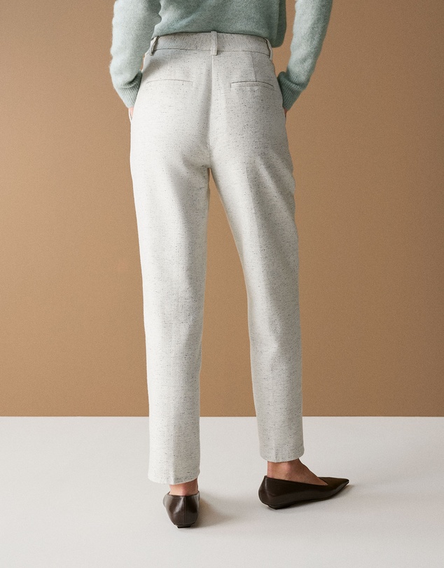 Trenery - Italian Wool Blend Herringbone Pant in White