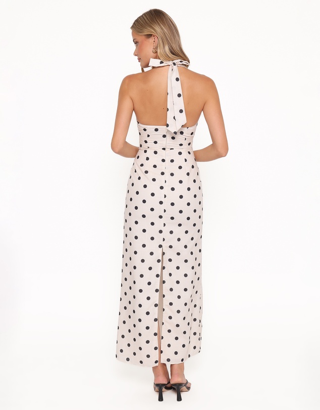 Petal & Pup - Adora Halterneck Maxi Dress - White Polka Dot
