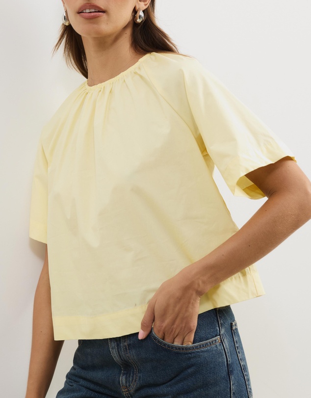 Atmos&Here - Tirsa Cotton Gathered Short Sleeve Top