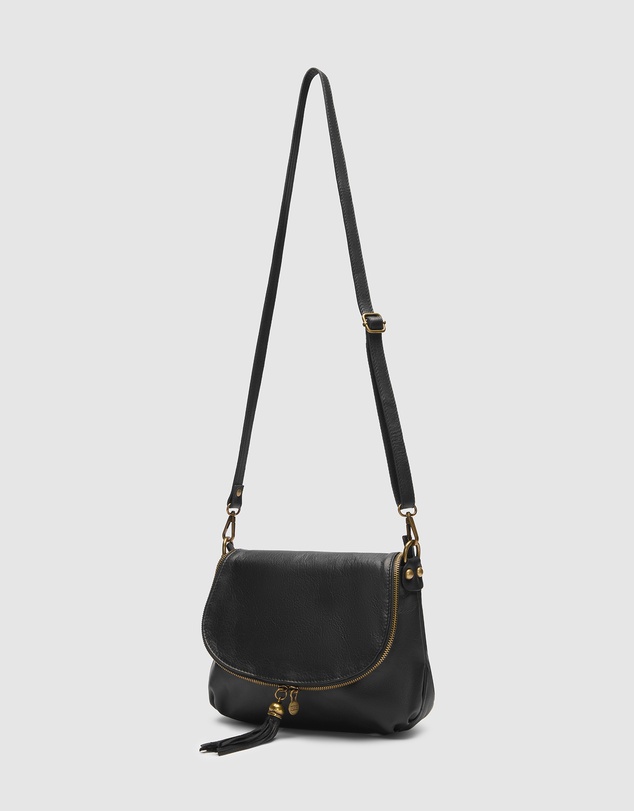 Florence - Vasarino Black Leather Crossbody Bag