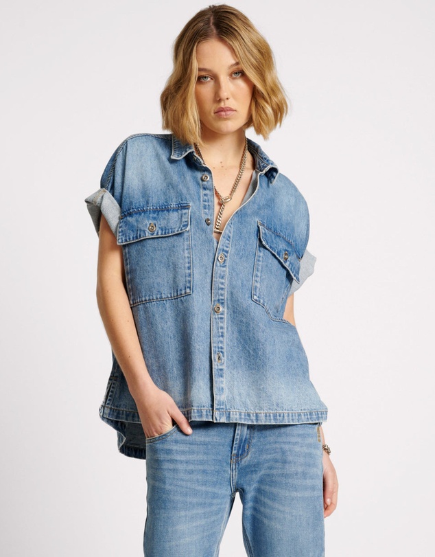 ONE TEASPOON - Blue Rapture Cut Off Denim Shirt