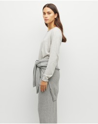 JH Lounge - JHL Crew L/S T (Fine Cotton Cashmere) Soft Grey Marle