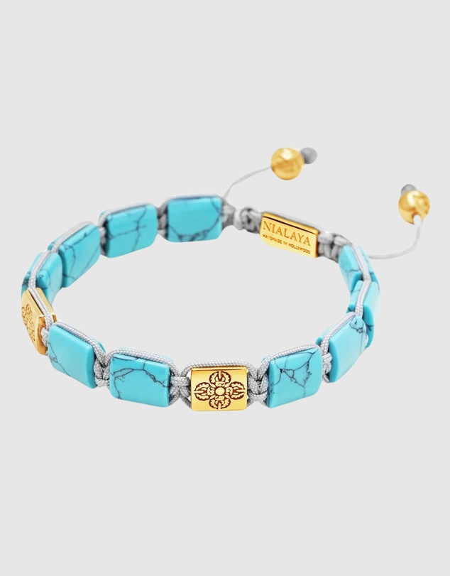 Nialaya Jewellery - The Dorje Flatbead Collection - Turquoise and Gold
