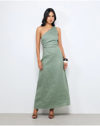 AERE - Lettie One Shoulder Maxi Dress