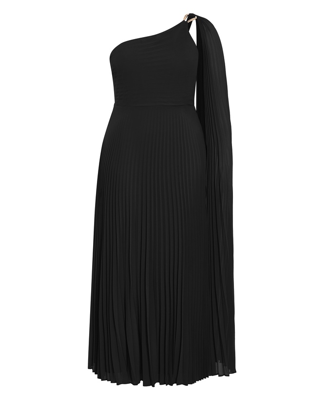 City Chic - Eloura One Shoulder Pleat Maxi Dress