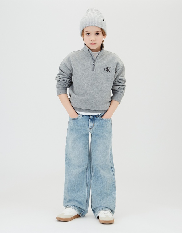 Calvin Klein Jeans - Boys Terry Monogram Flock Half Zip Sweatshirt