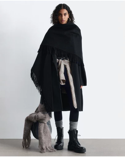 & Other Stories - Fringed Shawl Wool Coat
