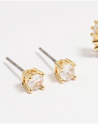 Lovisa - Gold Plated Brass Cubic Zirconia Baguette Earrings 4-Pack