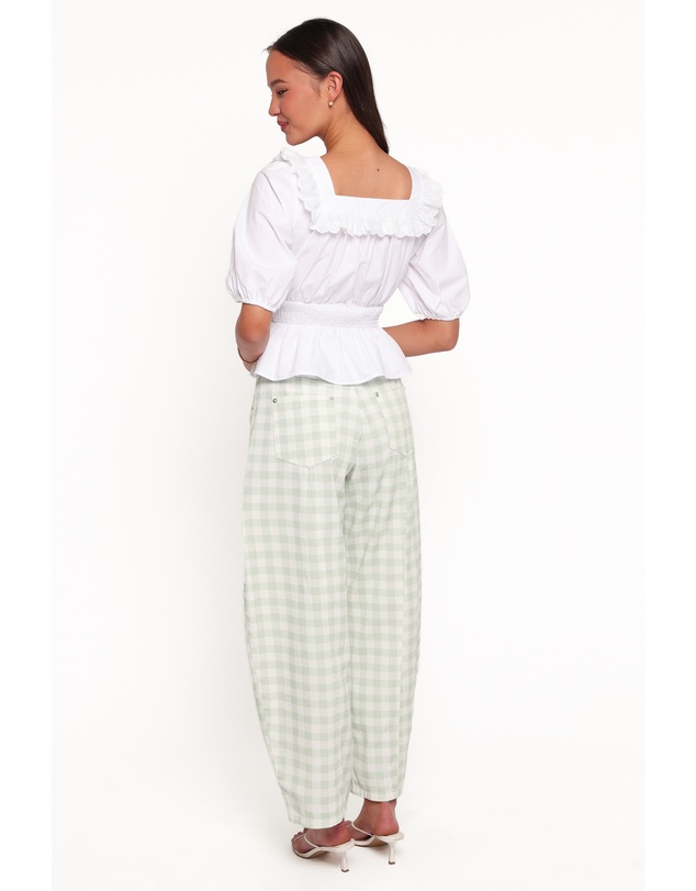 Petal & Pup - Tulsi Barrel Leg Jeans - Sage Plaid