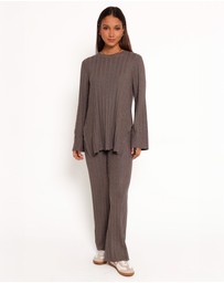 Petal & Pup - Silvie Long Sleeve Knitted Set - Charcoal Grey