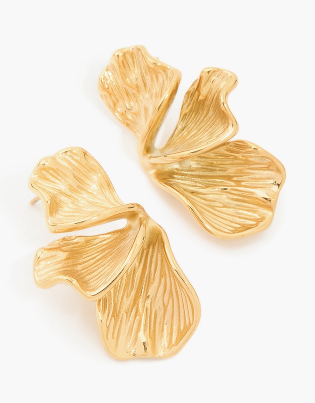 Lovisa - Waterproof Gold Plated Stainless Steel Petal Fan Earrings