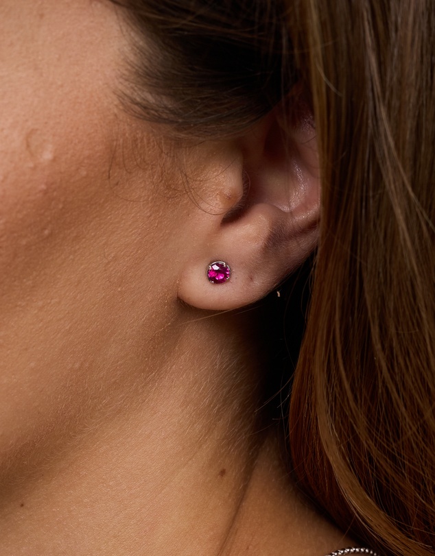 Michael Hill - Round Created Ruby Stud Earrings in Sterling Silver
