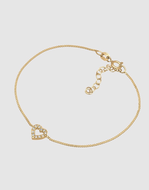 Elli Jewelry - Crystal Heart Bracelet in Gold-Plated 925 Silver