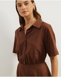 Atmos&Here - Remi Linen Blend Mini Shirt Dress