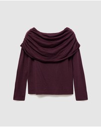 M.N.G - Fitted Sweater With Draped Neckline