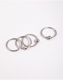 Lovisa - Surgical Steel Textured Nose Ring 4-Pack