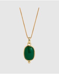 Najo - Fleur Yellow Gold Green Onyx Necklace (45cm+ext)