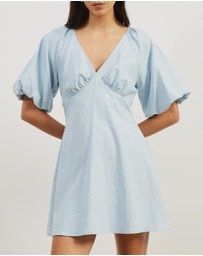 Atmos&Here - Kelly Linen Blend Puff Sleeve Mini Dress