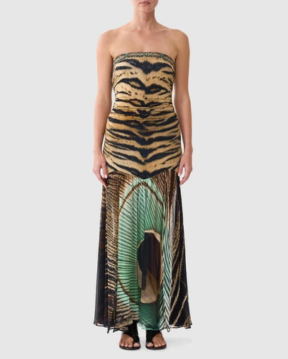 Camilla - Strapless Jersey Dress with Silk Panel