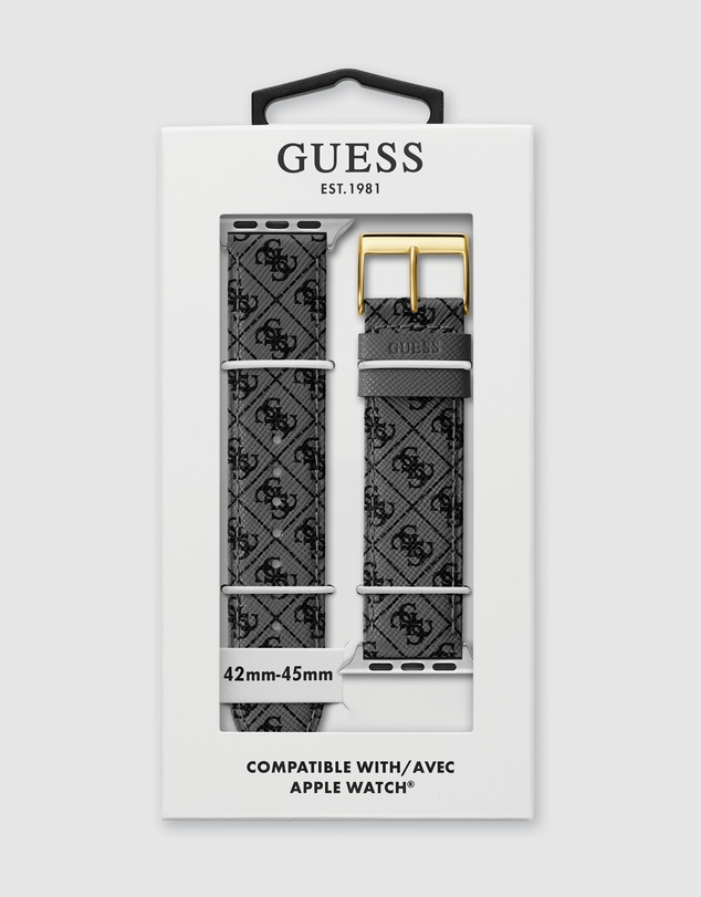 GUESS - Guess Apple Band - Quattro G Charcoal Leather 42/44/45mm