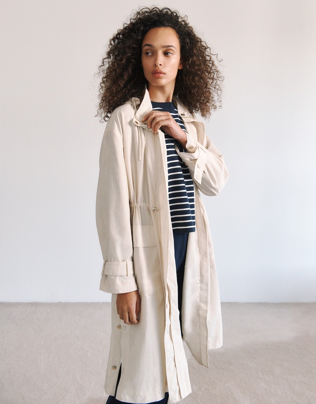 Trenery - Cotton Blend Longline Anorak in Stone