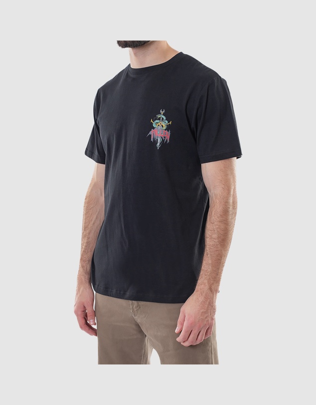 Fallen Footwear - Fallen Footwear Men Venom Cotton Tee Regular Fit Jumper Black/Green