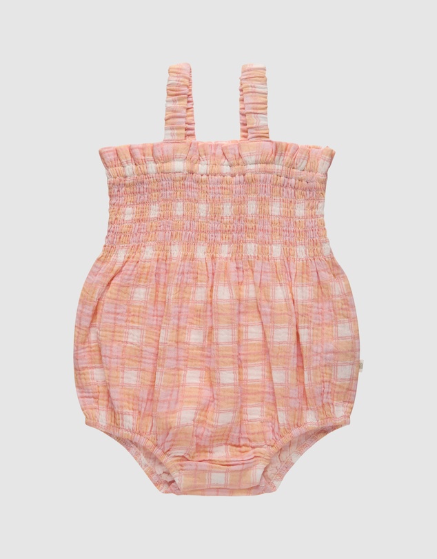 Kynd Baby - Shirred Romper in Check
