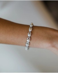 The White Collection - Simone - Pearl Silver Bridal Bracelet