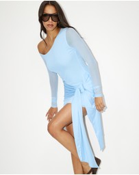 Dazie - Elsie Mesh With Jersey Tie Mini Dress