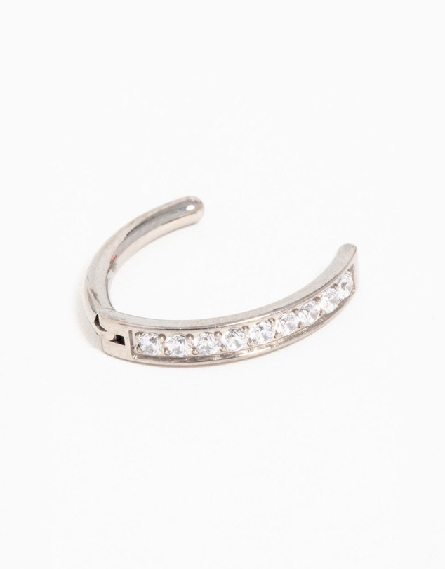 Lovisa - Titanium Cubic Zirconia Curved Ring Belly Ring