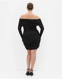 City Chic - Halle Mesh Tie Ruched Dress