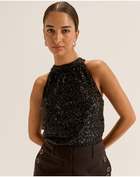 Review - Sasha Sequin Halter Top
